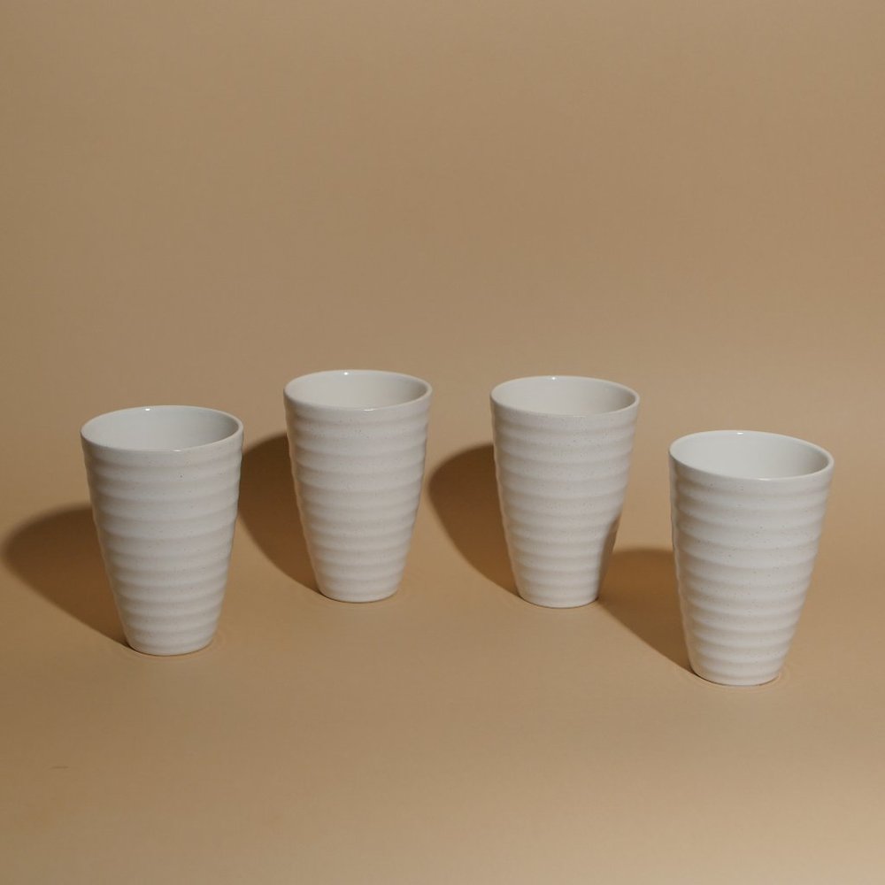 (4) Stonewear Mugs No Handle Japanese